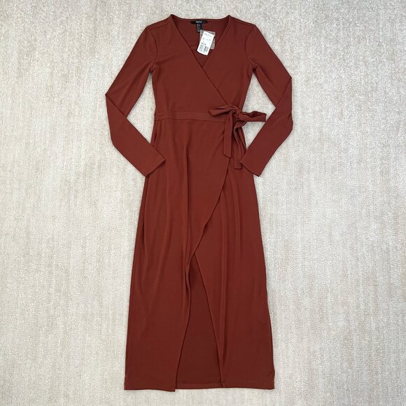 NWT Forever 21 Boho Summer Wrap Long Sleeve Dress S - Picture 1 of 8
